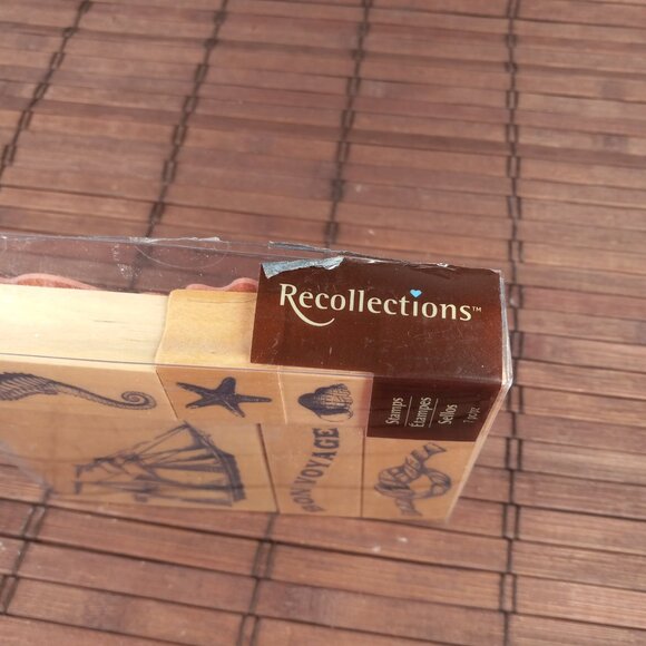 Recollections Bon Voyage 7pc Rubber Stamp Set Nautical Sailing Ship Sea Shell - Picture 6 of 7